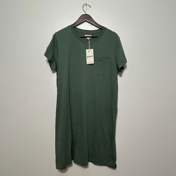 Pact Dresses & Skirts - NWT Pact Dark Forest Green Softspun Short Sleeve Tee Dress Womens Size XL